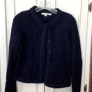 Boden dark navy cardigan ruched placket Sz 10